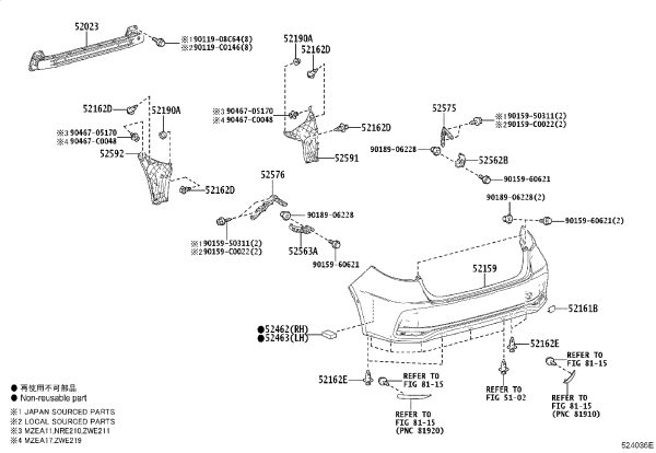 Rear Bumper Bracket Right 52575-02250 for Toyota Allion