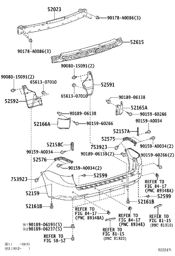 Rear Bumper Side Seal Left 52592-08020 for Toyota Sienna