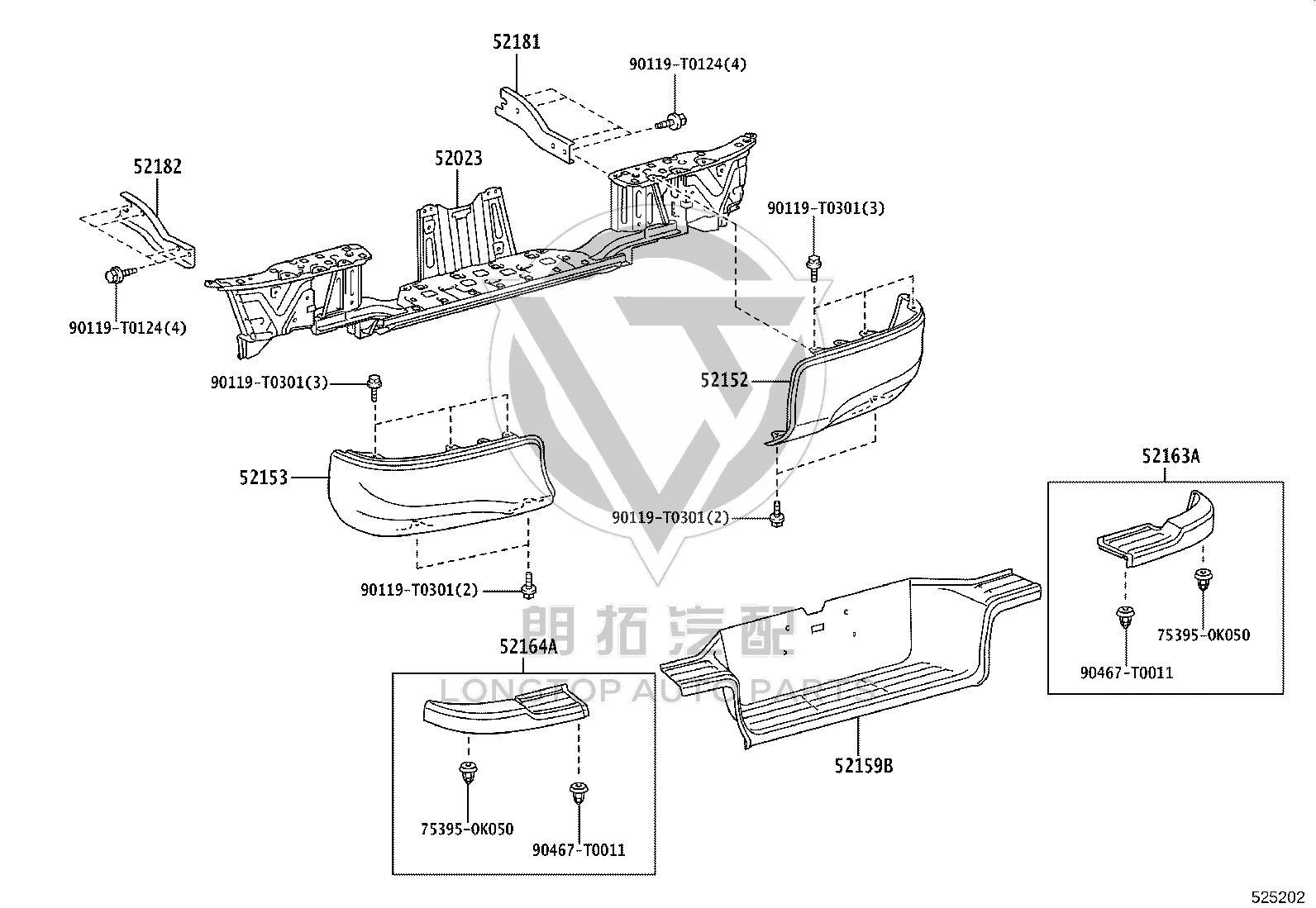 Rear Bumper Bracket Upper Left 52152-0K050 for Toyota HILUX