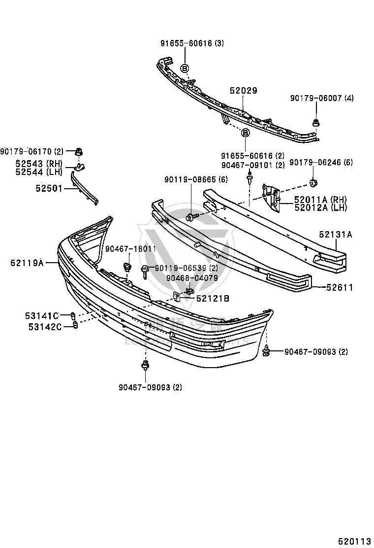 Front Bumper Bracket (Middle-Upper) 52029-AC010 for Toyota Avalon