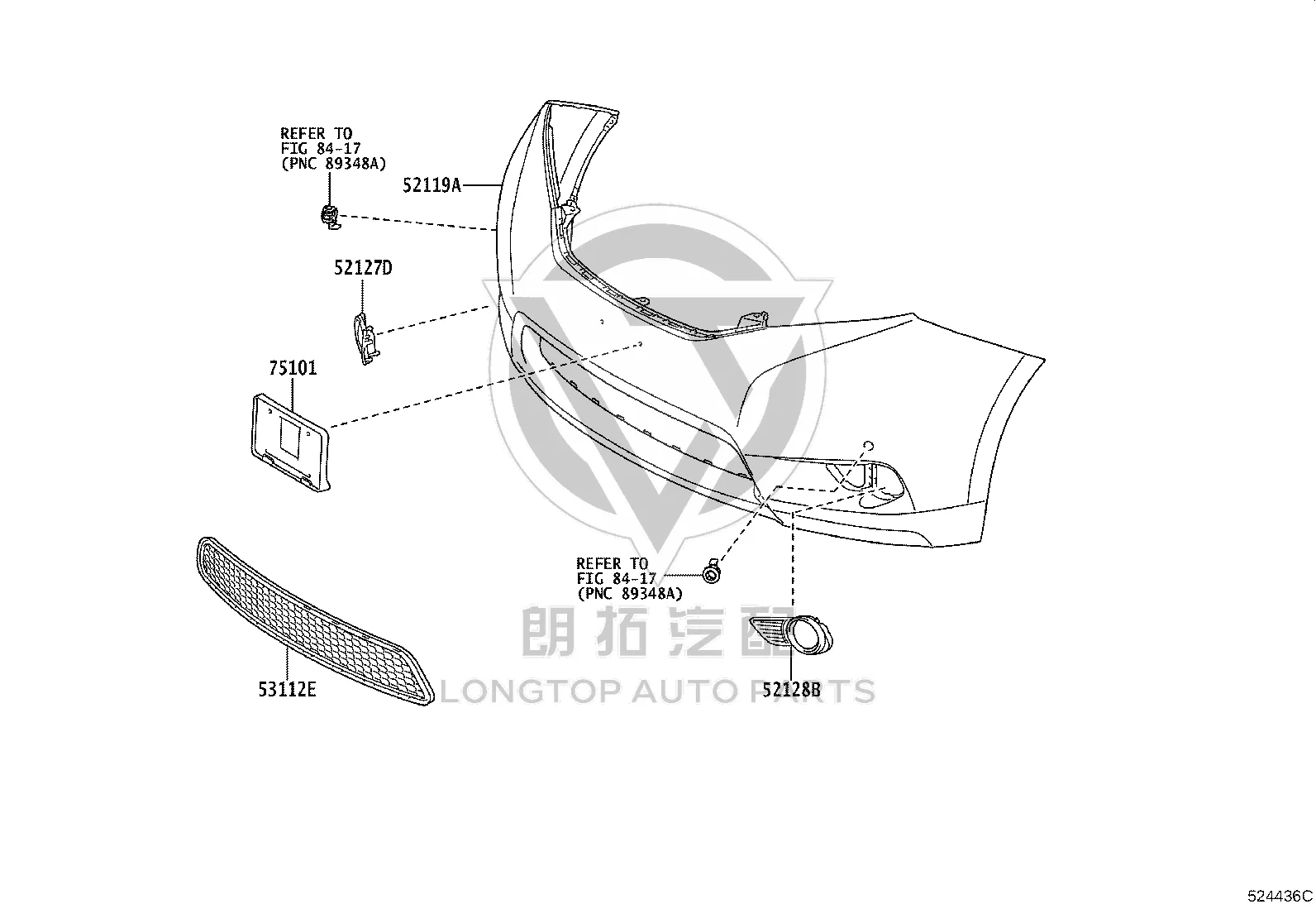 Front Fog Light Cover Left 52128-08030 for Toyota Sienna