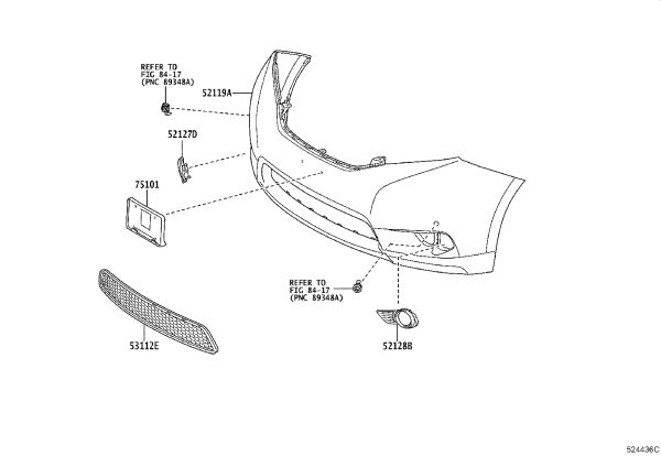 Front Bumper Skin 52119-08906 for Toyota Sienna
