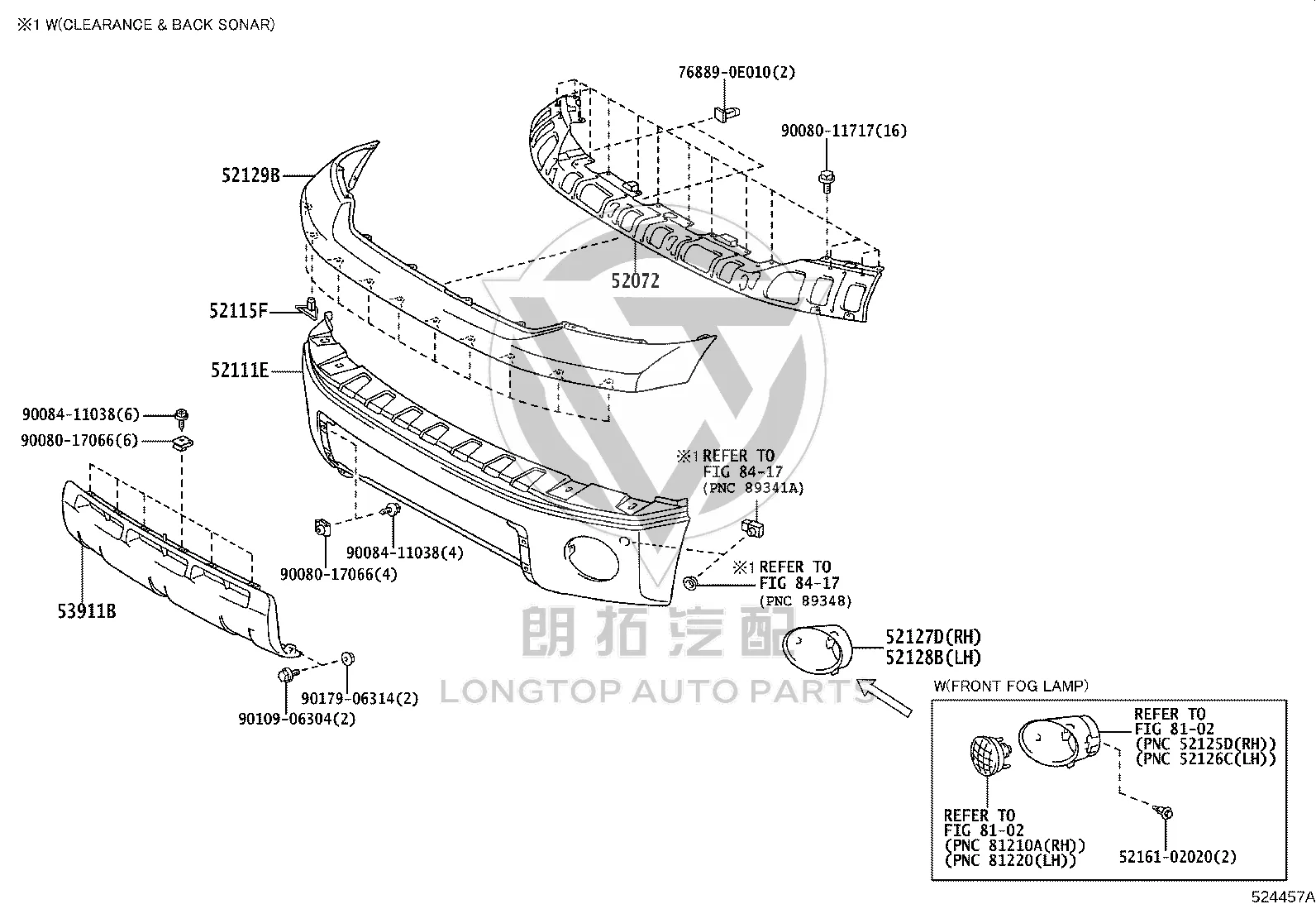 Front bumper lower side mounting bracket assembly 52072-0C020 for Toyota Tundra