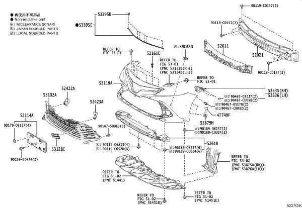 Front Bumper Grille 53102-06530 for Toyota Camry