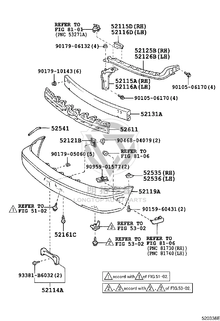 Front License Plate Bracket 52114-48010 for Lexus RX300