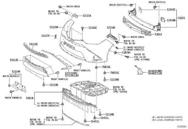 Front Bumper Trim (Right) 52712-02010 for Toyota Levin