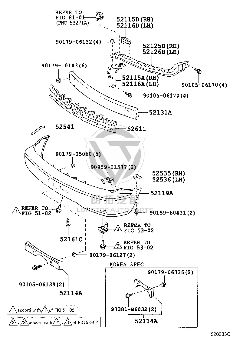 Front bumper bracket (left) 5211648010 5211648010 for Toyota Harrier
