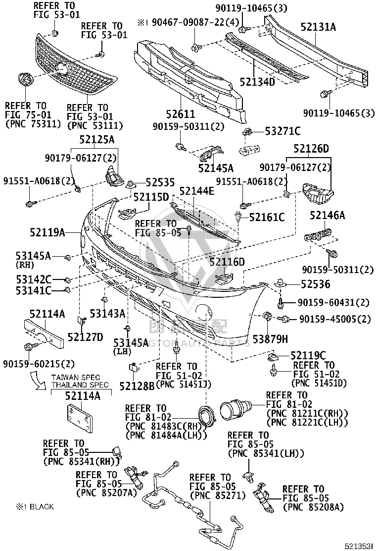 Front fog lamp mount (left) 52126-48030 for Toyota Harrier