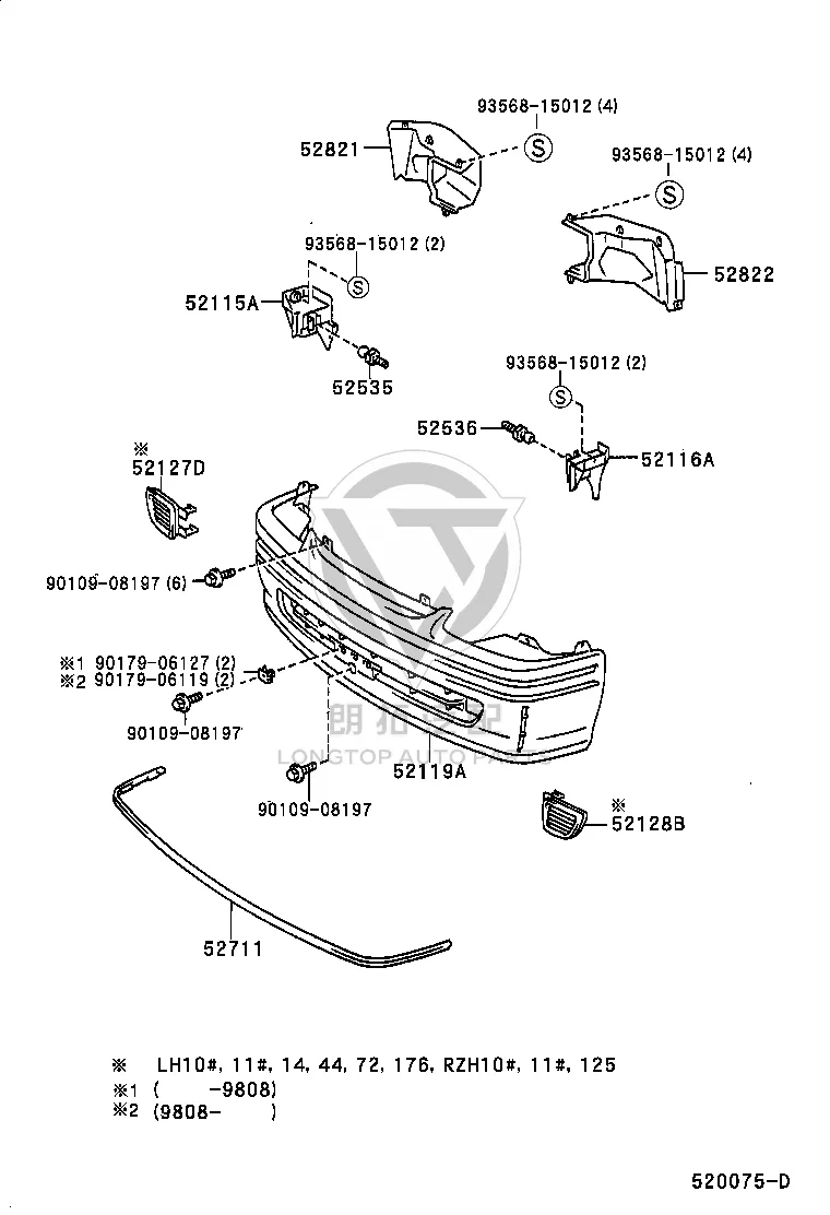 Right Front Bumper Grille 52127-26020 for Toyota HIACE