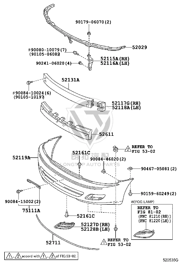 Upper Left Front Bumper Bracket 52116-AC010 for Toyota Avalon