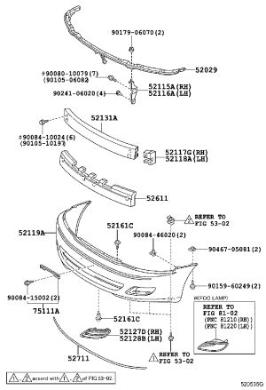 Upper Left Front Bumper Bracket 52116-AC010 for Toyota Avalon