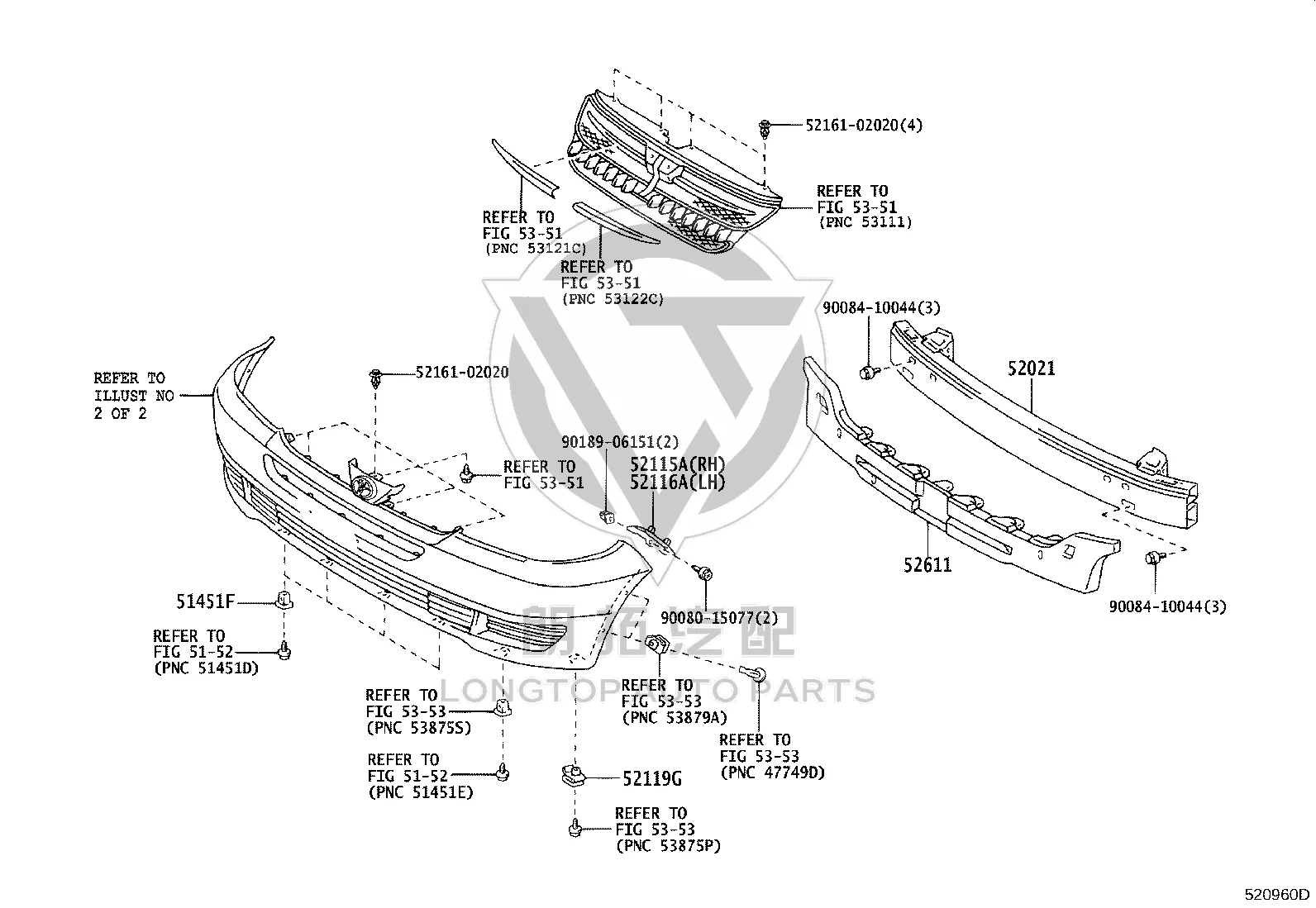 Front Bumper Bracket Top Left 52116-AE010 for Toyota Sienna