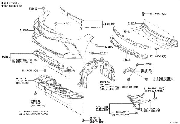 Front Bumper Guard (Lower) 52618-07020 for Toyota Avalon