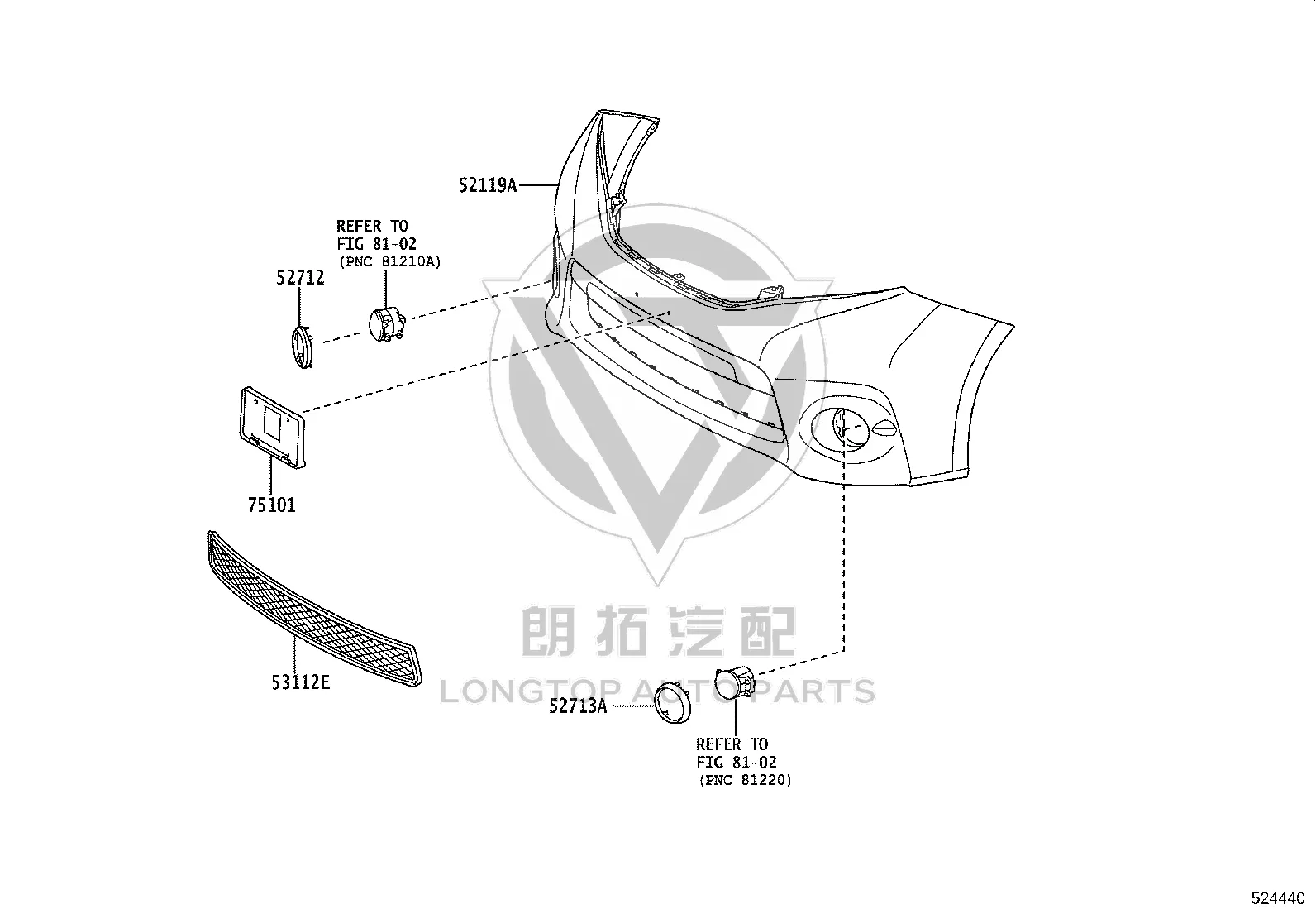 Front Bumper Trim Left 52713-08020 for Toyota Sienna