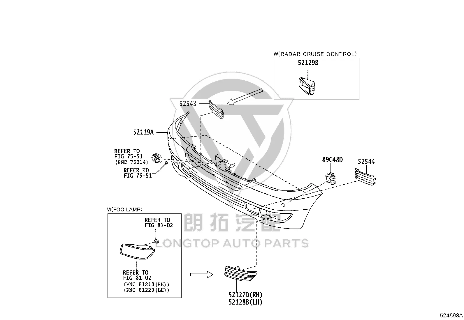 Front Bumper Grill (Right) 52127-AE020 for Toyota Sienna