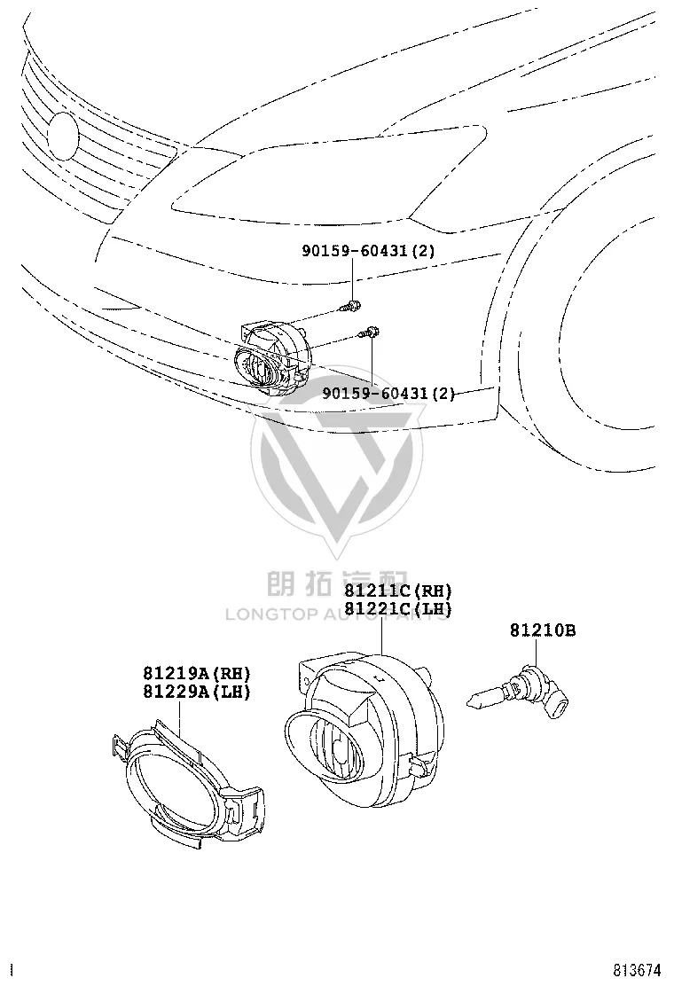 Front Fog Light Assembly 81211-33230 for Lexus ES