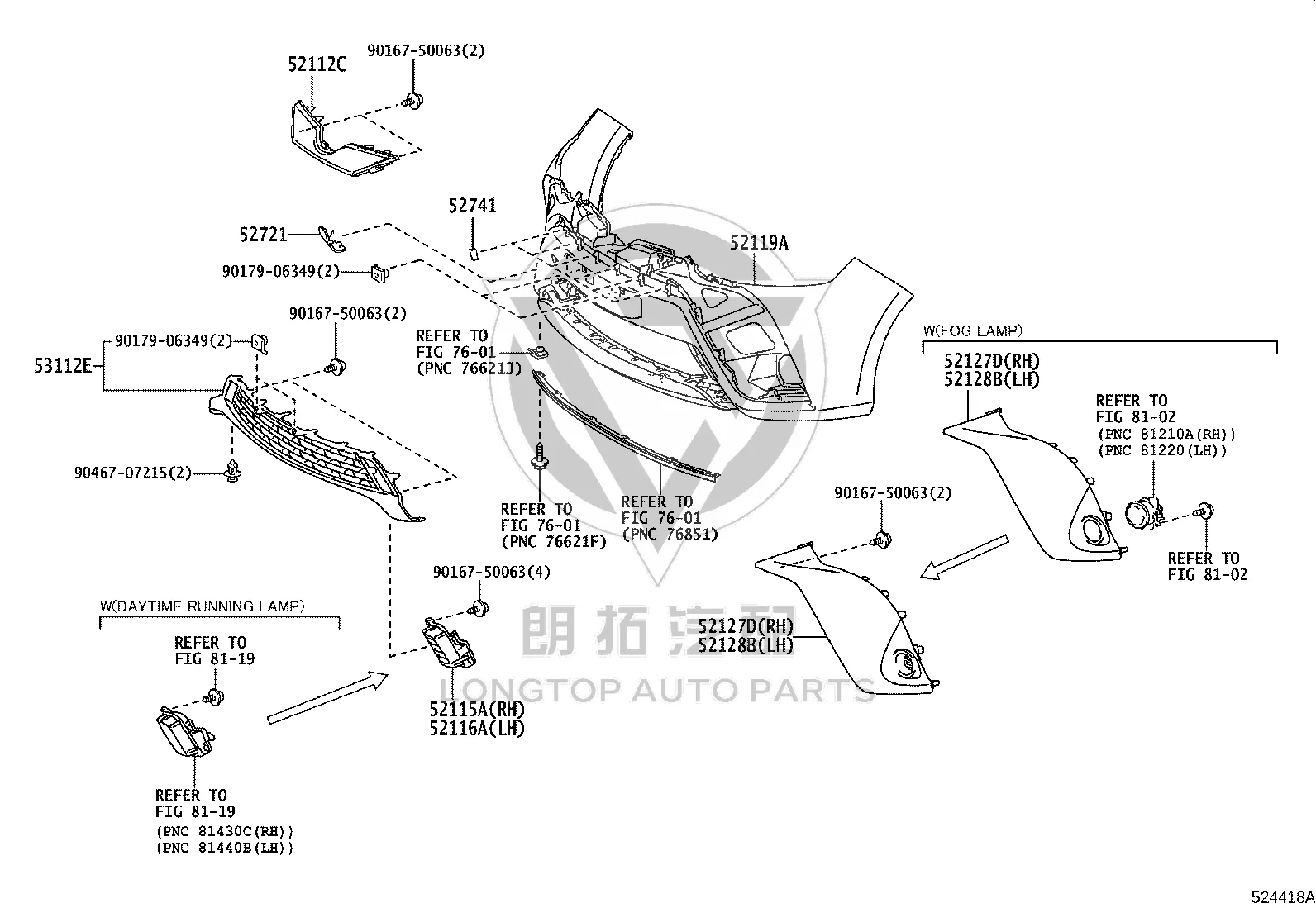 Front Bumper No. 1 Trim 52741-0D010 for Toyota Yaris