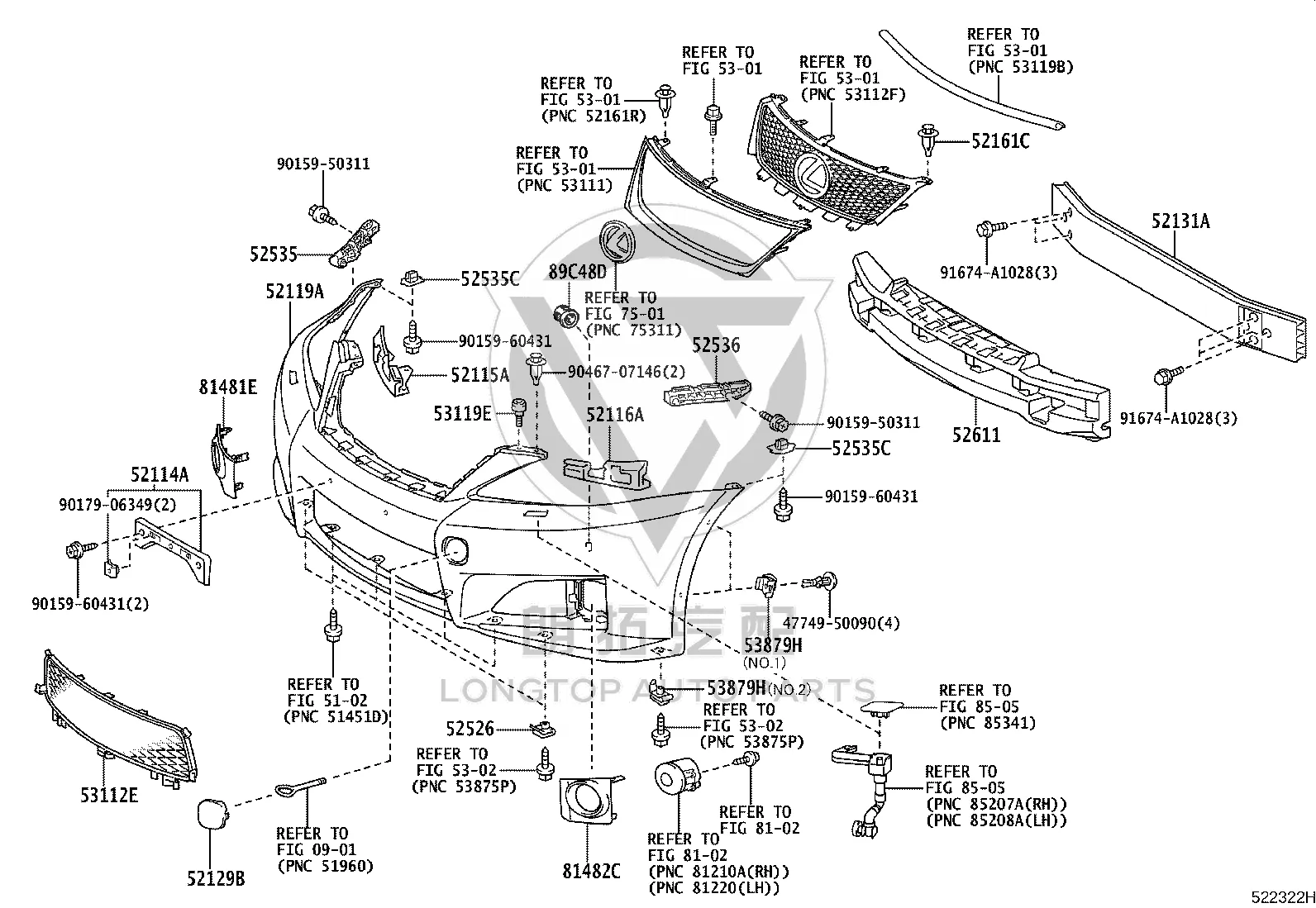 Front Bumper Frame 52131-30260 for Lexus GS