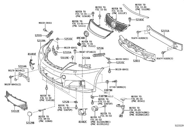 Front Bumper Frame 52131-30260 for Lexus GS