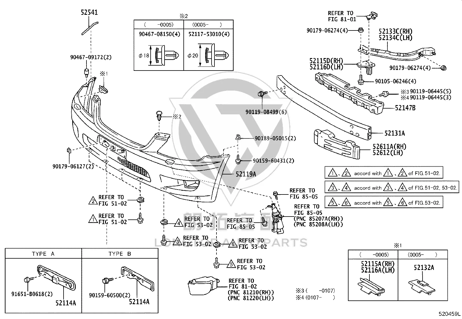 Front Bumper Mounting Bracket 52147-53010 for Toyota ALTEZZA