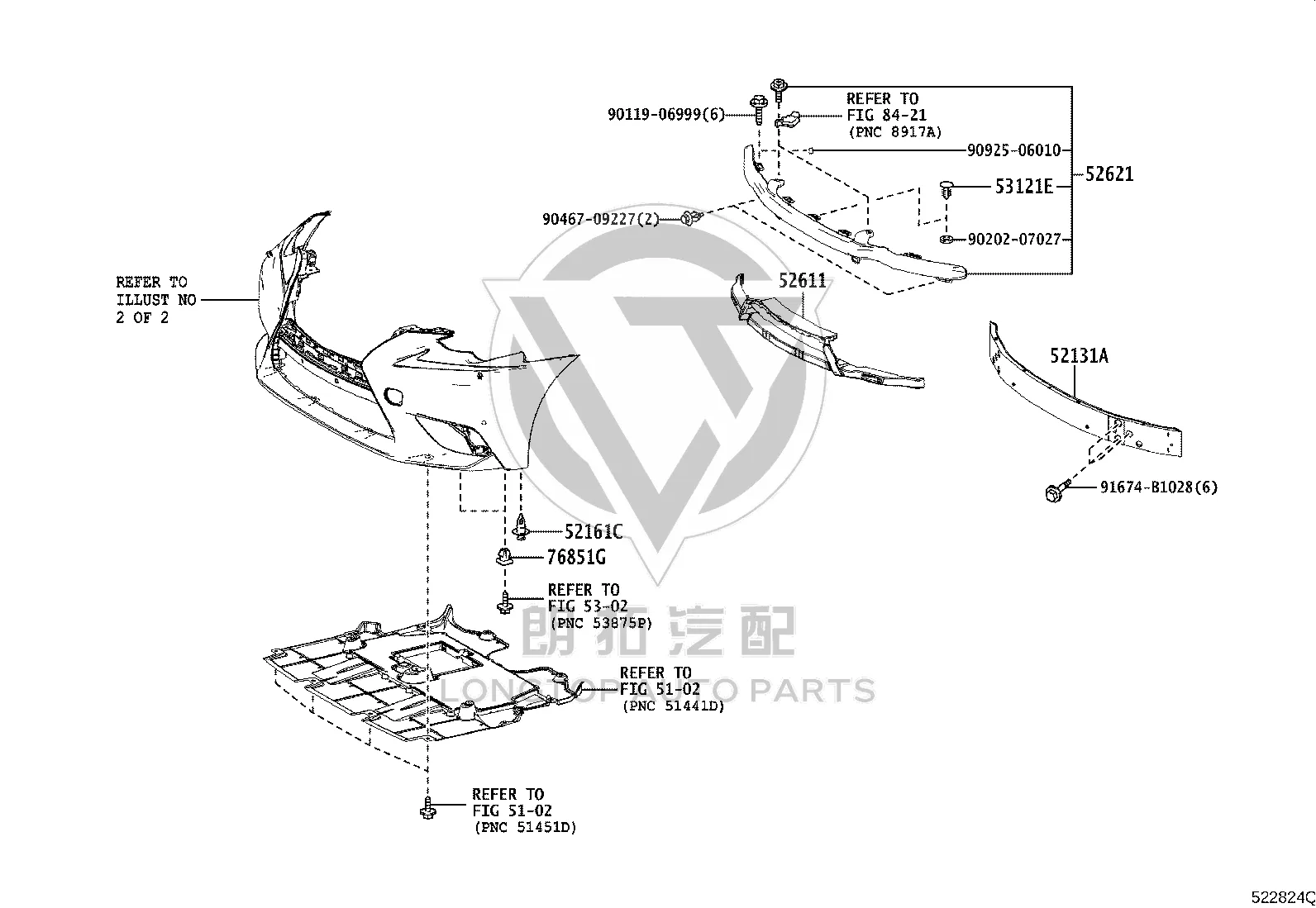 Front Bumper Molding 52621-53040 for Lexus IS