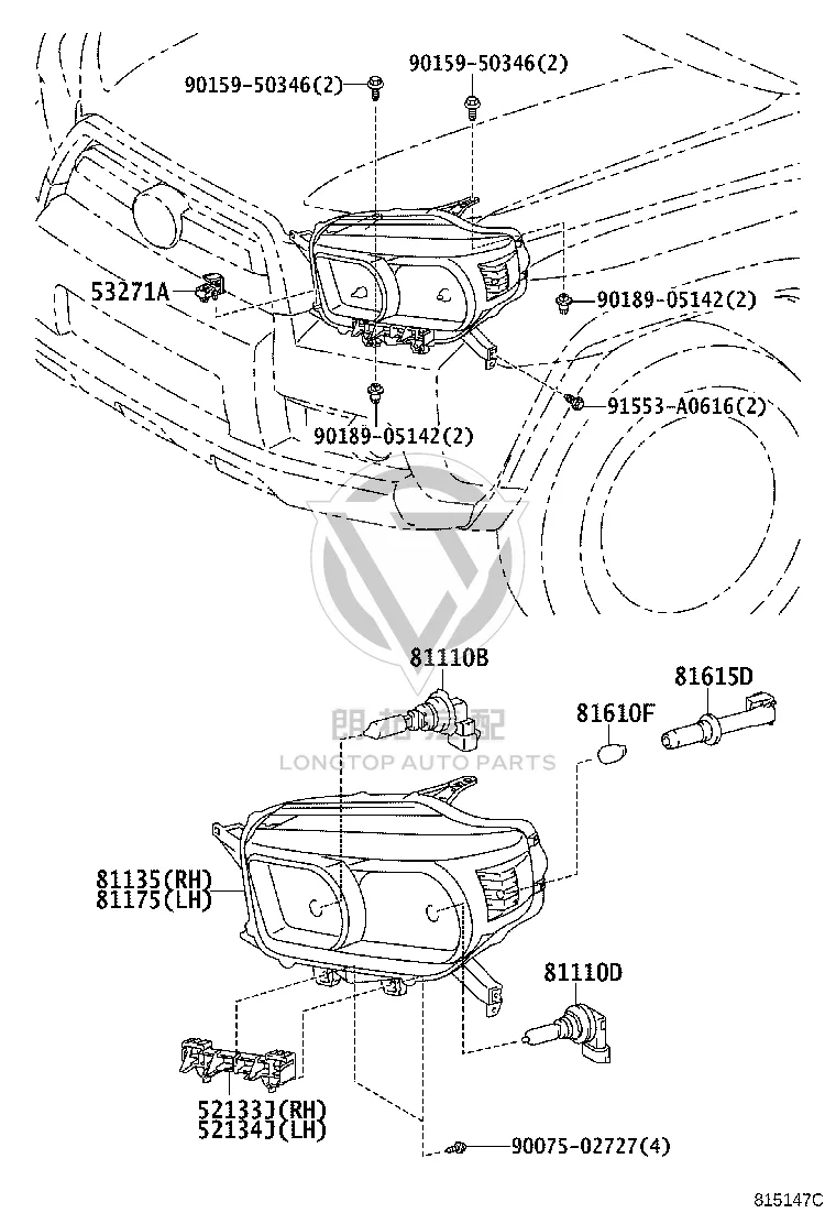 Headlight Assembly Right 81140-35610 for Toyota 4RUNNER