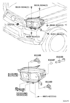 Front Headlamp Assembly Left 81070-35610 for Toyota 4RUNNER