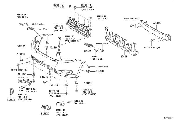 Front Bumper Bracket Left 52146-0E050 for Toyota Highlander