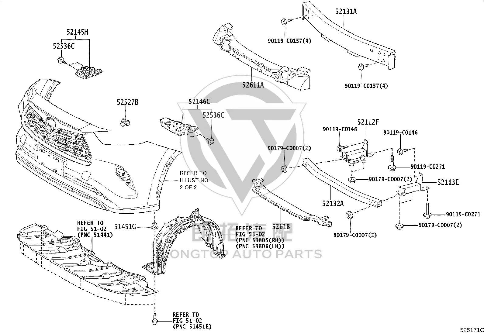 Front Bumper Foam Lower 52618-0E070 for Toyota Highlander