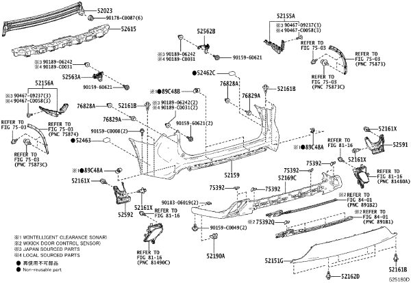 Rear Bumper Extension 52151-0E180 for Toyota Highlander