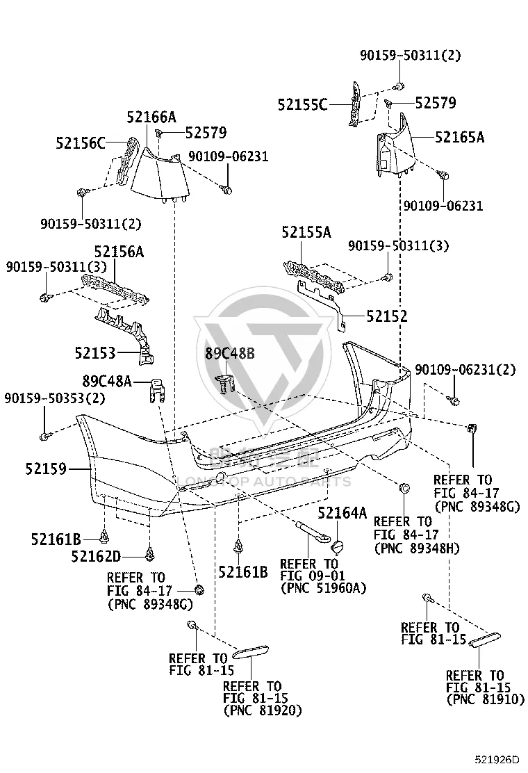 Rear Bumper Left Side Bezel 521645-8020A0 for Toyota Alphard