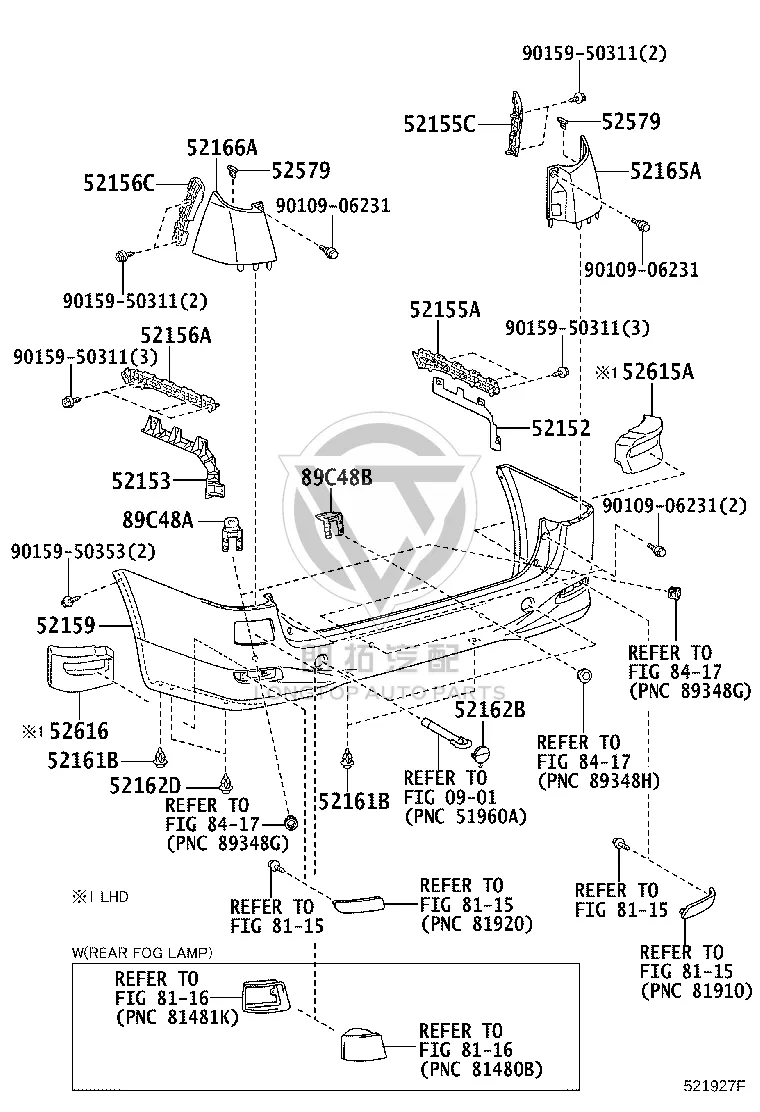 Taillight Bracket Left 52156-58020 for Toyota Alphard