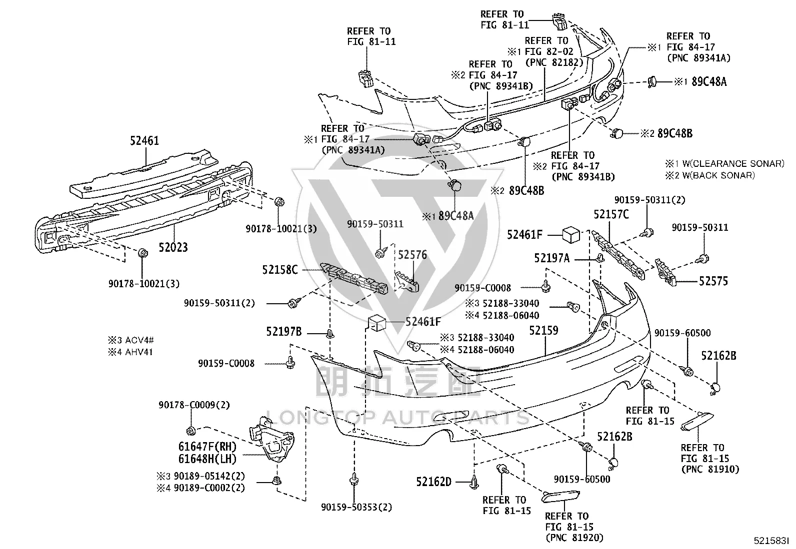 Rear Bumper Bracket 52575-06070 for Toyota Camry