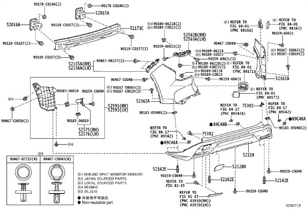Rear Bumper Skin 52159-03030 for Toyota BZ3