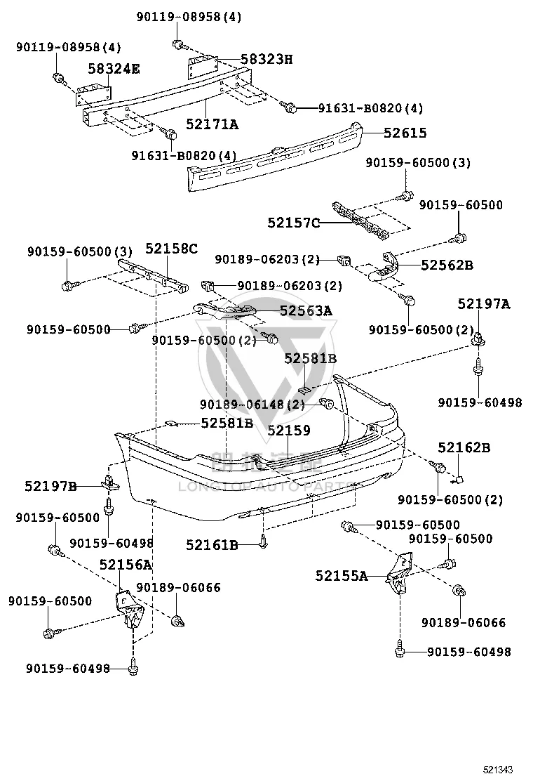 Rear Bumper Bracket 52563-0N010 for Toyota Crown