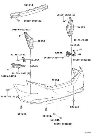 Rear Bumper Bracket (Right) 52575-0D150 for Toyota Vios
