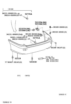 Rear Bumper Skin 52159-28905 for Toyota Previa
