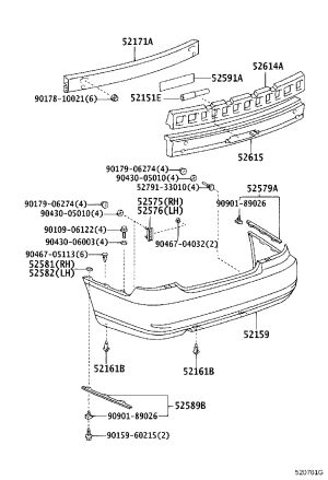 Rear Bumper Seal 52591-33030 for Lexus ES300/330