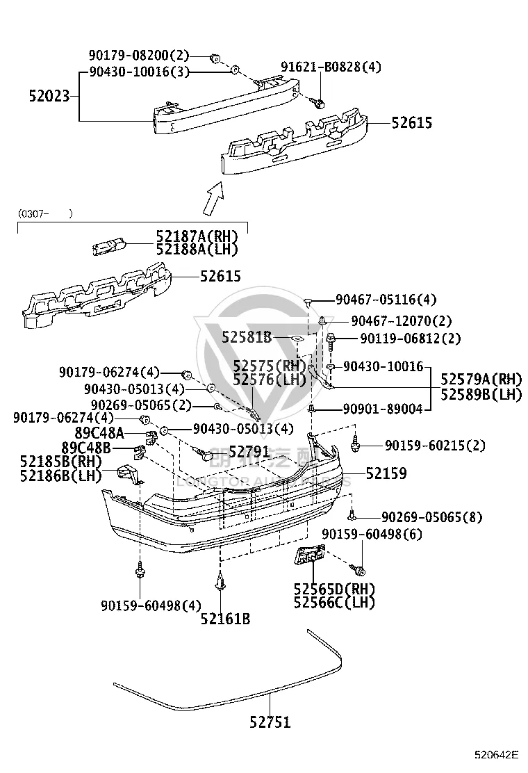 Rear Bumper Garnish 52751-50040 for Toyota Celsior