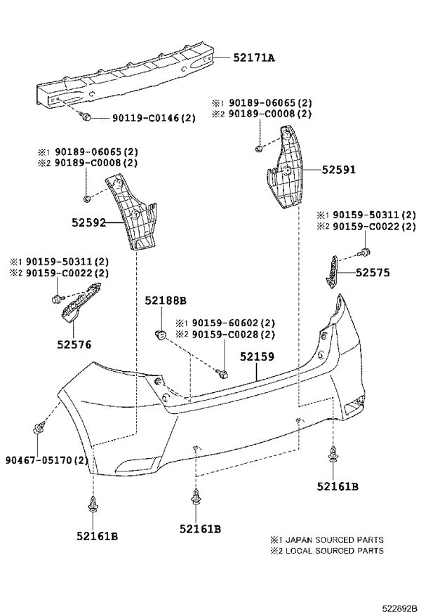 Rear Bumper Reinforcement 52171-0D090 for Toyota Yaris