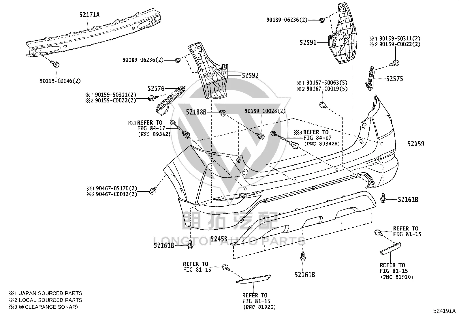 Rear Bumper Air Guide 52453-YL010 for Toyota Yaris