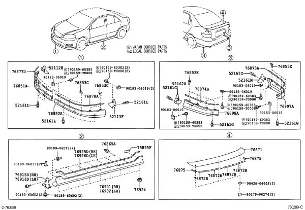 Rear Spoiler No. 4 Molding 76875-52010 for Toyota Vios