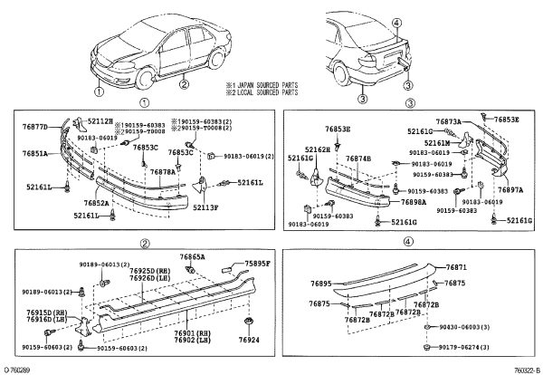 No.5 Rear Spoiler Strip 76895-52030 for Toyota Vios