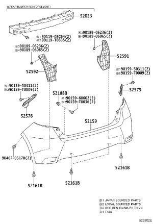 Snap Fastener 52161-0K040 for Toyota Camry
