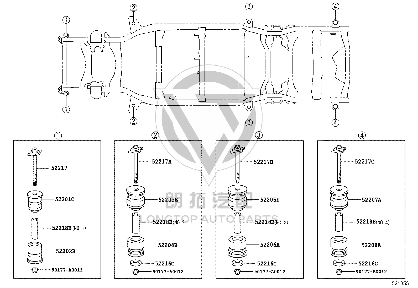 Big Beam Rubber Sleeve 52202-0C020 for Toyota Sequoia