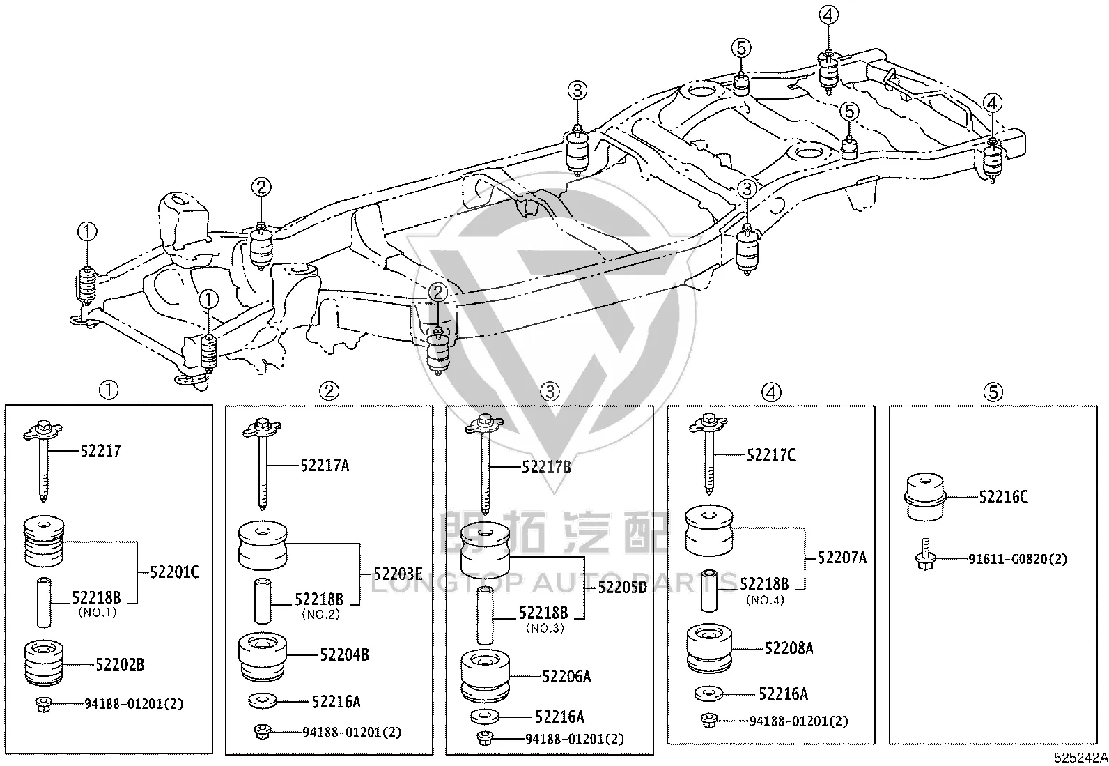 Cabin Mounting 1 No. Buffer Pad Fixing 52218-34010 for Toyota Land Cruiser