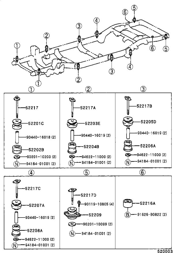 Rear Body Upper Stopper Sub-Assembly 52209-60060 for Toyota Land Cruiser