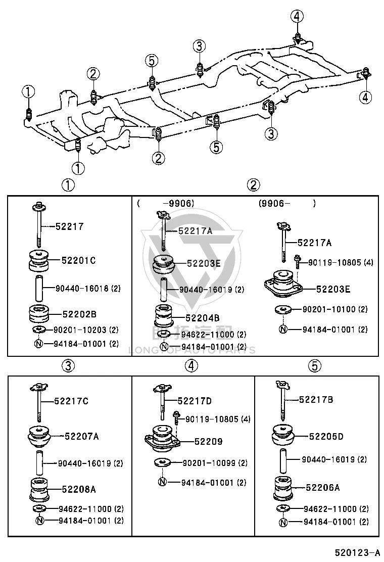 Frame Lower Bushing Mid Front 52204-35110 for Toyota 4RUNNER