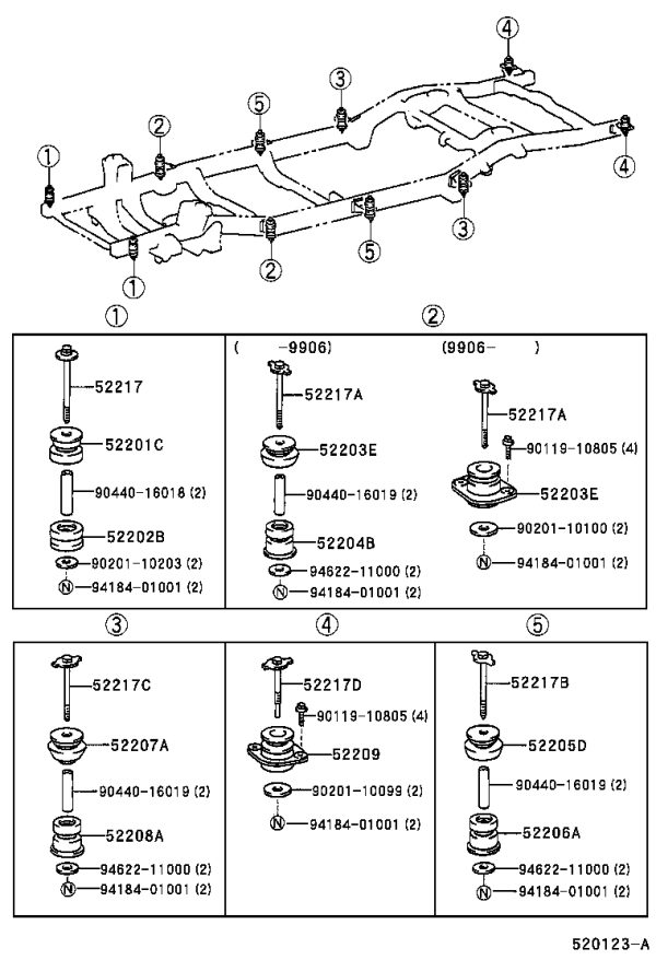 Main Beam Glue Sleeve 52203-35250 for Toyota 4RUNNER