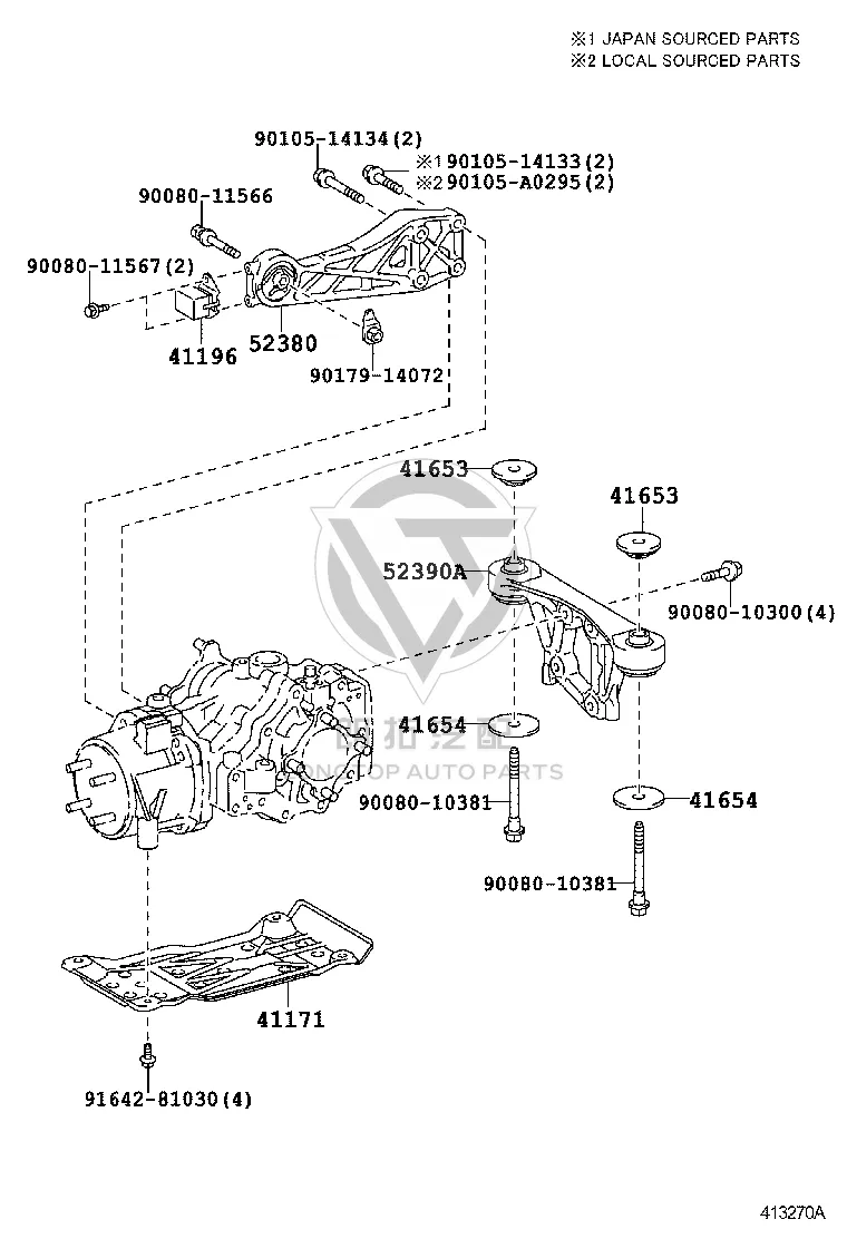Rear Differential Bracket Assembly 52390-45010 for Toyota Sienna